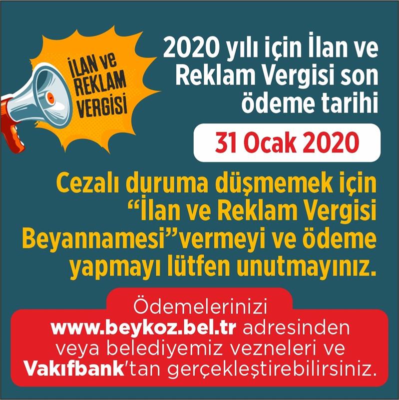 2020 Yılı İlan ve Reklam Verginizi Unutmayın