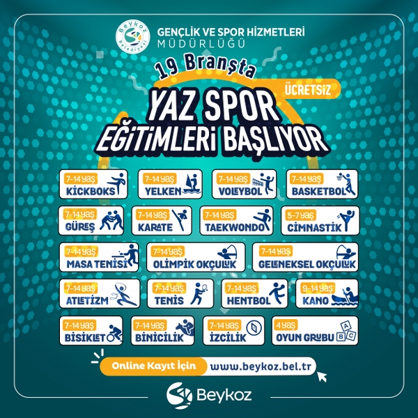 Beykoz’da 19 Branşta Yaz Spor Eğitimleri Başlıyor