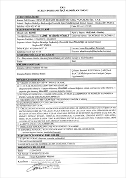 BEYTAŞ A.Ş. PERSONEL ALIM DUYURUSU (Komi Personeli) 12.04.2023
